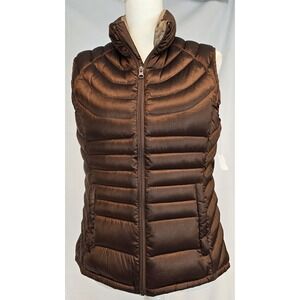 Bernardo Goose Down Brown Puffer Vest Women's Medium Lightweight Quilted Zip Up